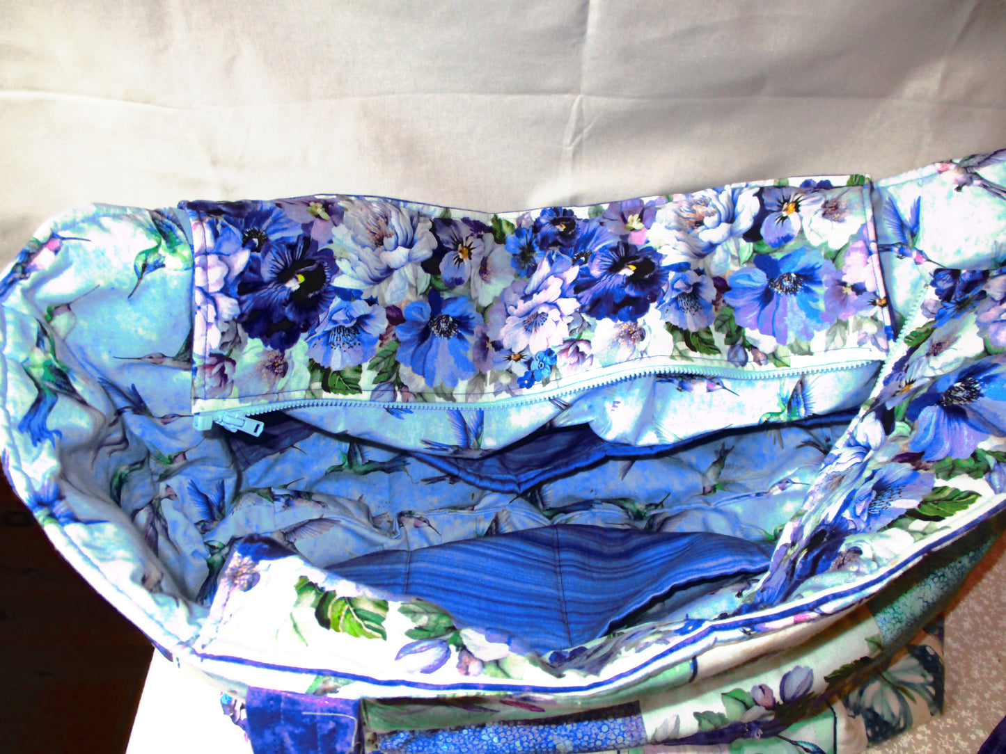 Blue Floral Overnight Tote Bag