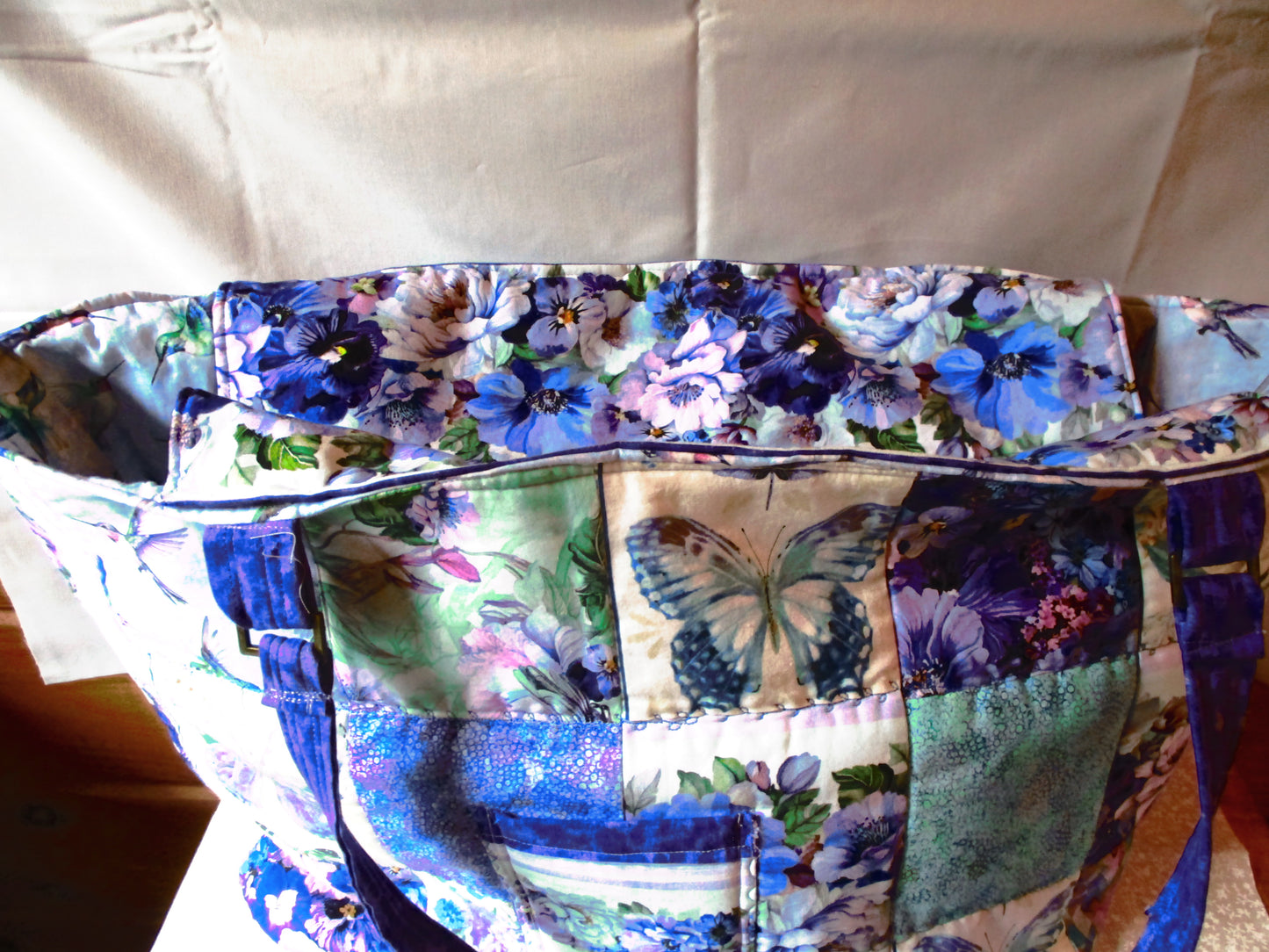 Blue Floral Overnight Tote Bag